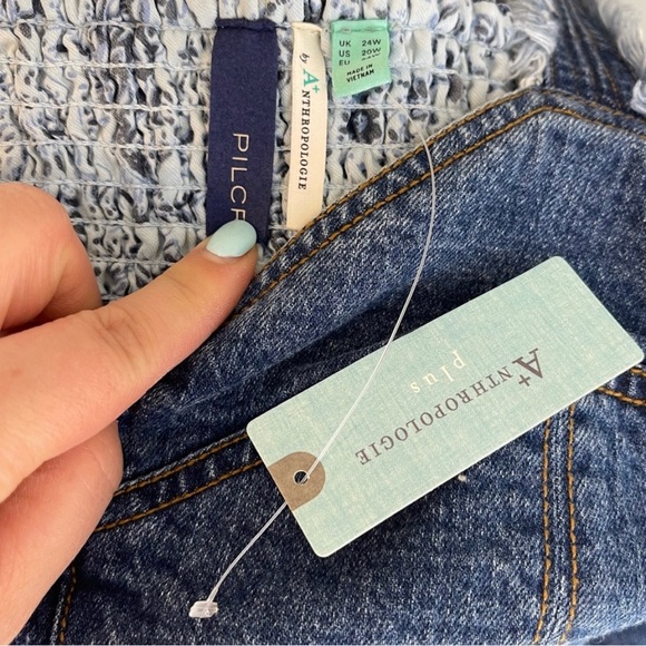 ANTHROPOLOGIE Pilcro Seamed Fringed Strap Denim Corset Bustier Tank - Picture 6 of 11